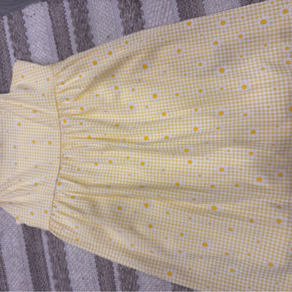 Yellow Gingham Dress with sunflower Pattern